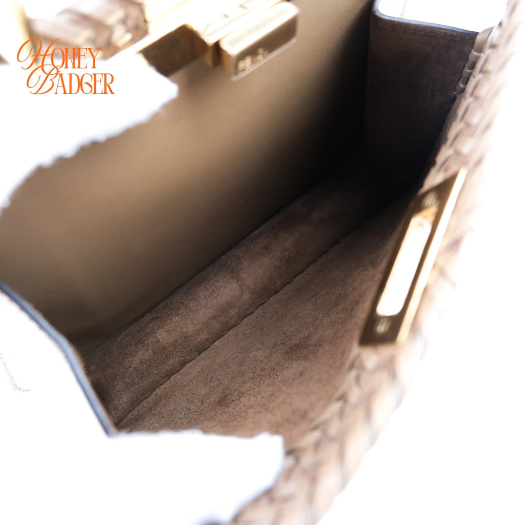 Fendi Peekaboo ISeeU Small Beige Leather Woven Detail 2-Way Bag Rank A