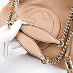 Gucci Soho Chain Tote Beige Leather Shoulder Bag Rank AB