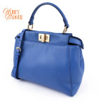 Fendi Peekaboo Iconic Mini Blue Leather 2WAY Shoulder Bag 8BN244