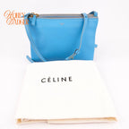Celine Trio Small Lambskin Shoulder Bag Blue Rank AB