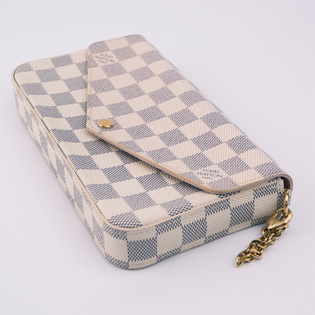 Louis Vuitton Pochette Felicie Damier Azur White Canvas Shoulder Bag - RFID Chip N40491