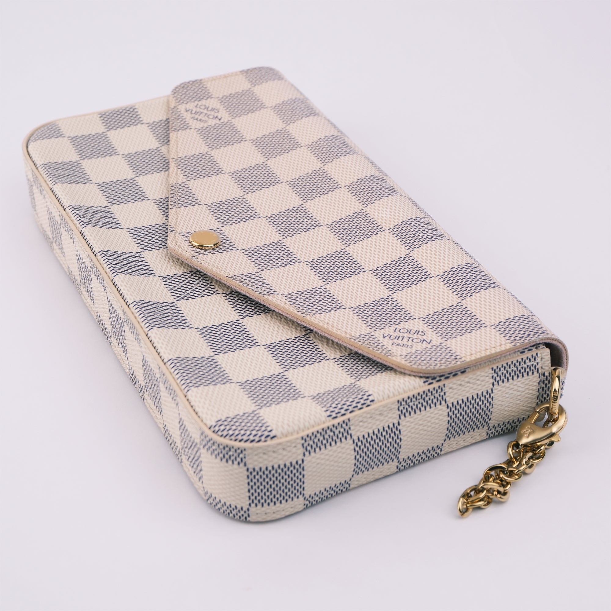 Louis Vuitton Pochette Felicie Damier Azur White Canvas Shoulder Bag - RFID Chip