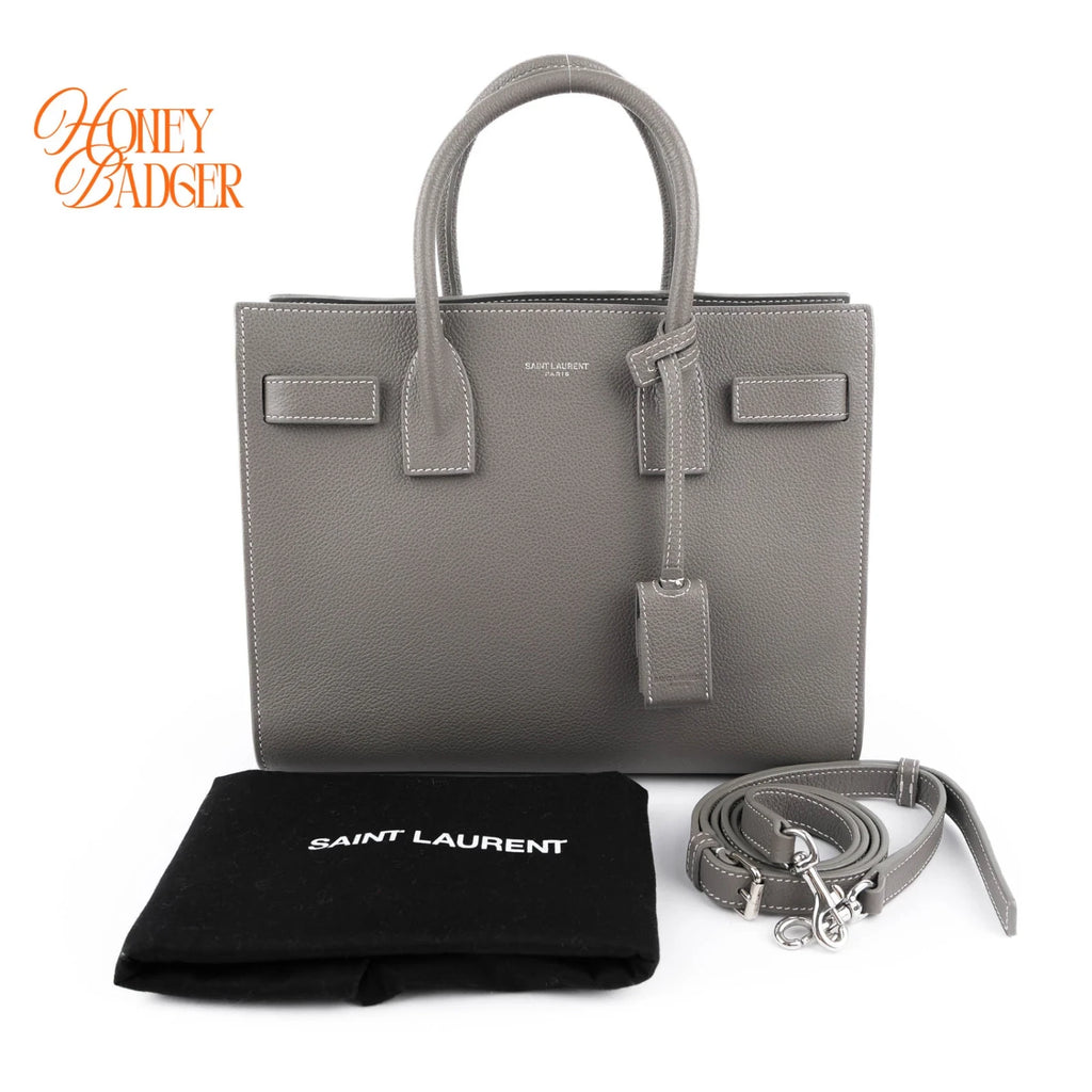 Saint Laurent Classic Baby Sac De Jour Grained Leather 2WAY Bag Grey 421863