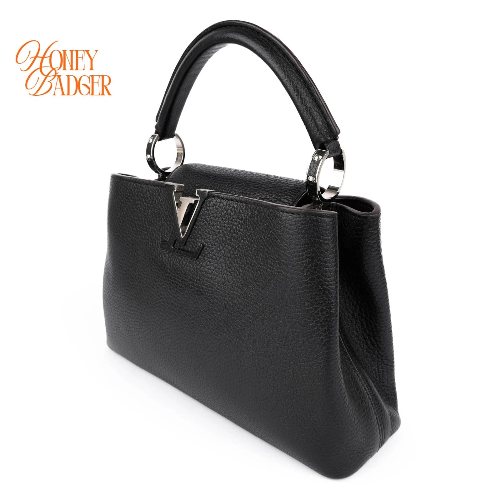 Louis Vuitton Capucines BB Taurillon Grained Leather Black Silver Hardware Rank A