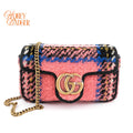 Gucci GG Marmont Mini Tweed Multicolor Chain Bag G3461 Rank A