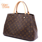 Louis Vuitton Montaigne MM Monogram Canvas Natural Cowhide Rank A