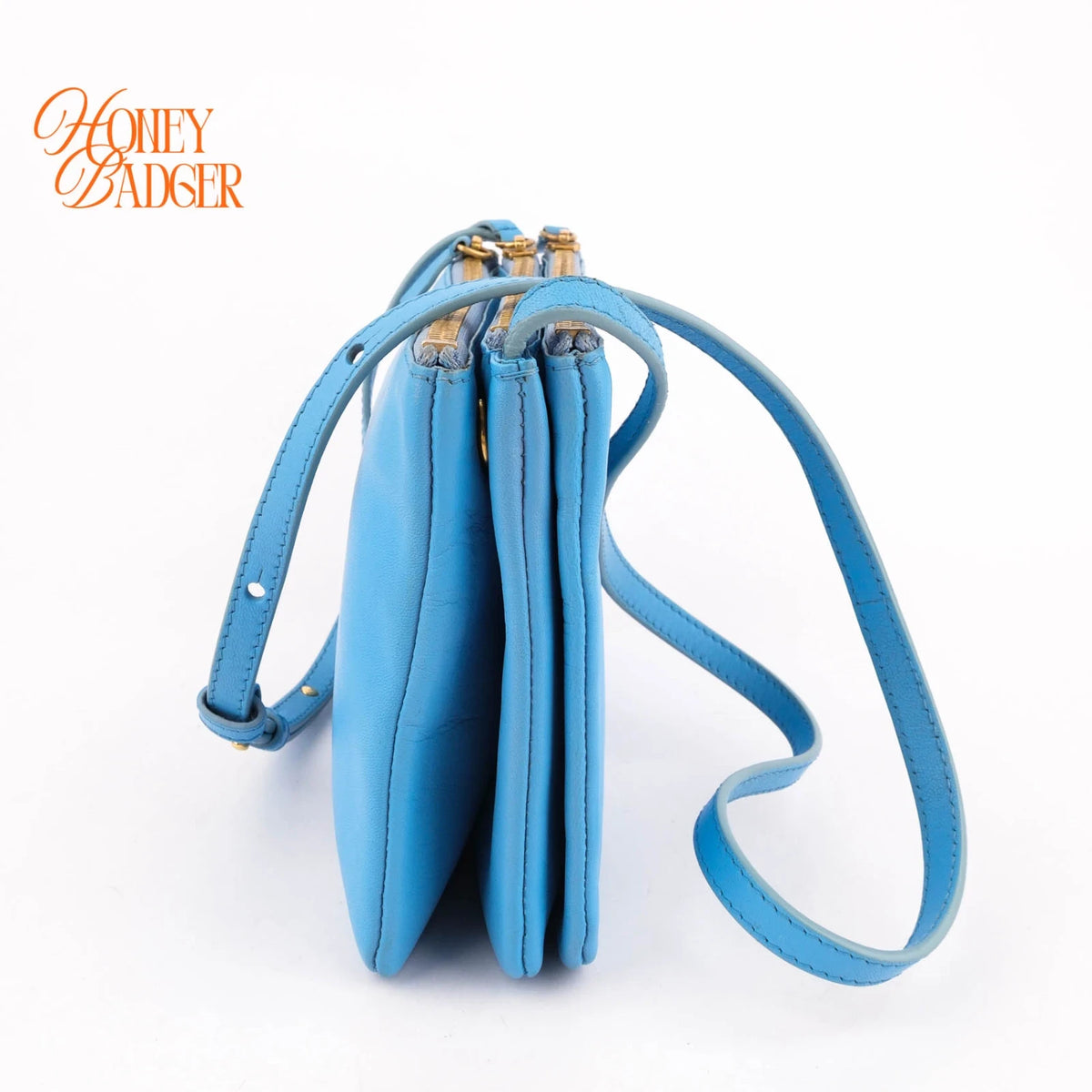 Celine Trio Small Lambskin Shoulder Bag Blue Rank AB