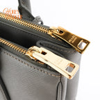 Prada Galleria Medium Saffiano Leather Gray Gold Hardware Rank A