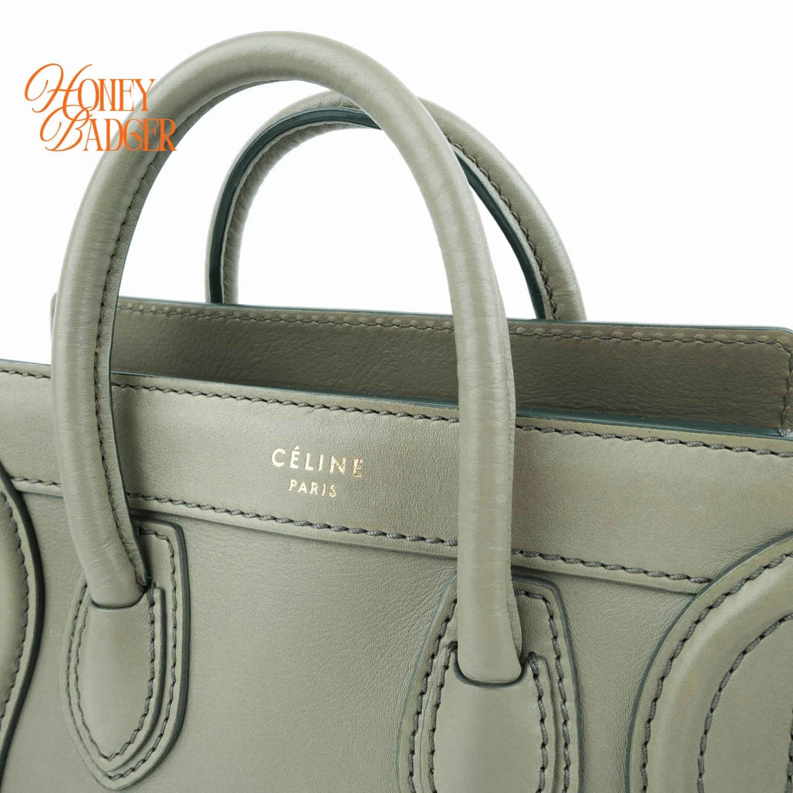 Celine Luggage Nano Smooth Leather Light Green Gold Hardware Rank A