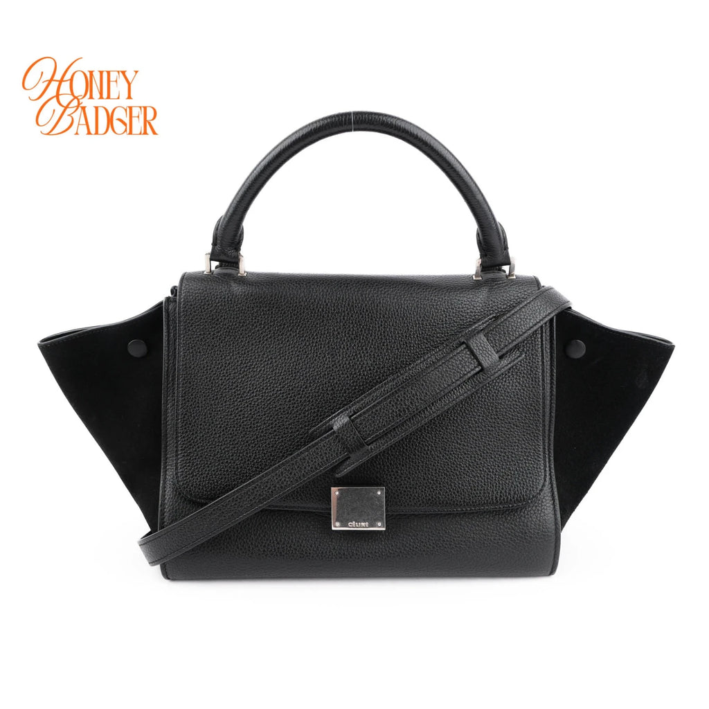 Celine Trapeze Black Grained Leather Rank A