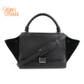 Celine Trapeze Black Grained Leather Rank A