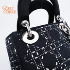 Dior Lady Dior Small Navy Satin Crystal Grade A