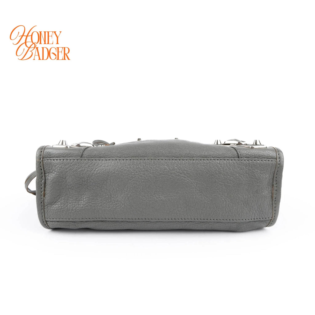 Balenciaga Classic Mini City Grey Leather 2WAY Shoulder Bag Mirror Included 390160