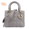 Dior Lady Dior Medium Cannage Lambskin Gray Rank A