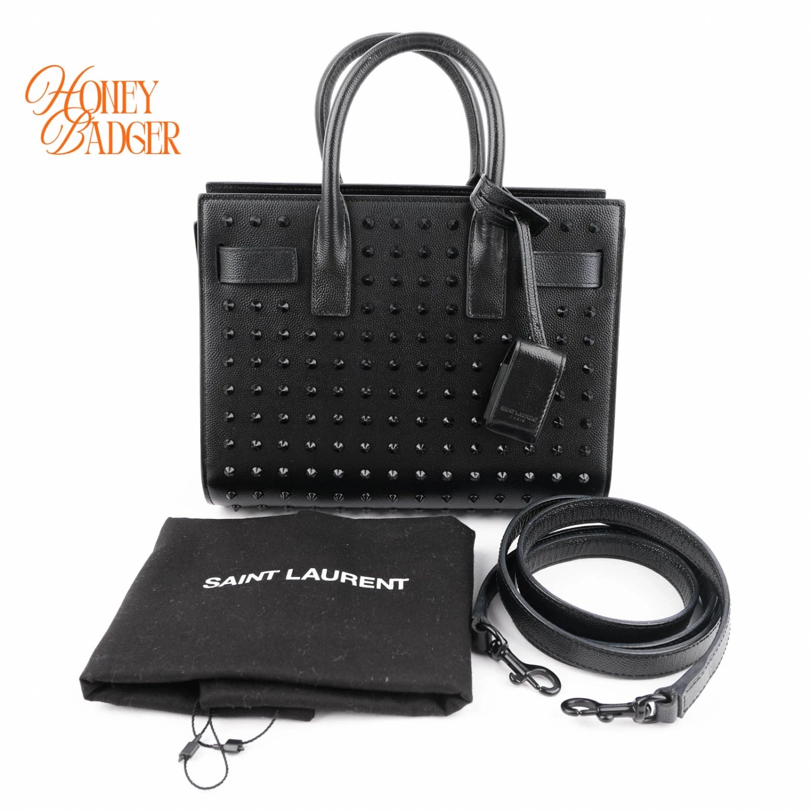 Saint Laurent Sac de Jour Nano Studded Leather Black Rank A