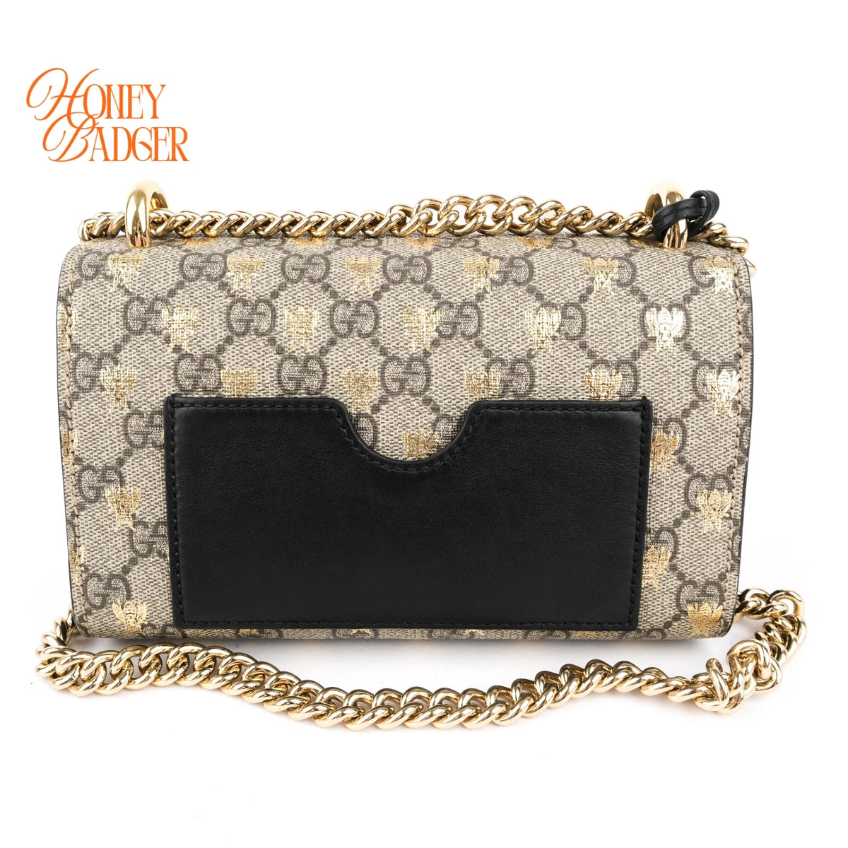 Gucci Padlock Small GG Supreme Bee Print Chain Shoulder Bag Rank A