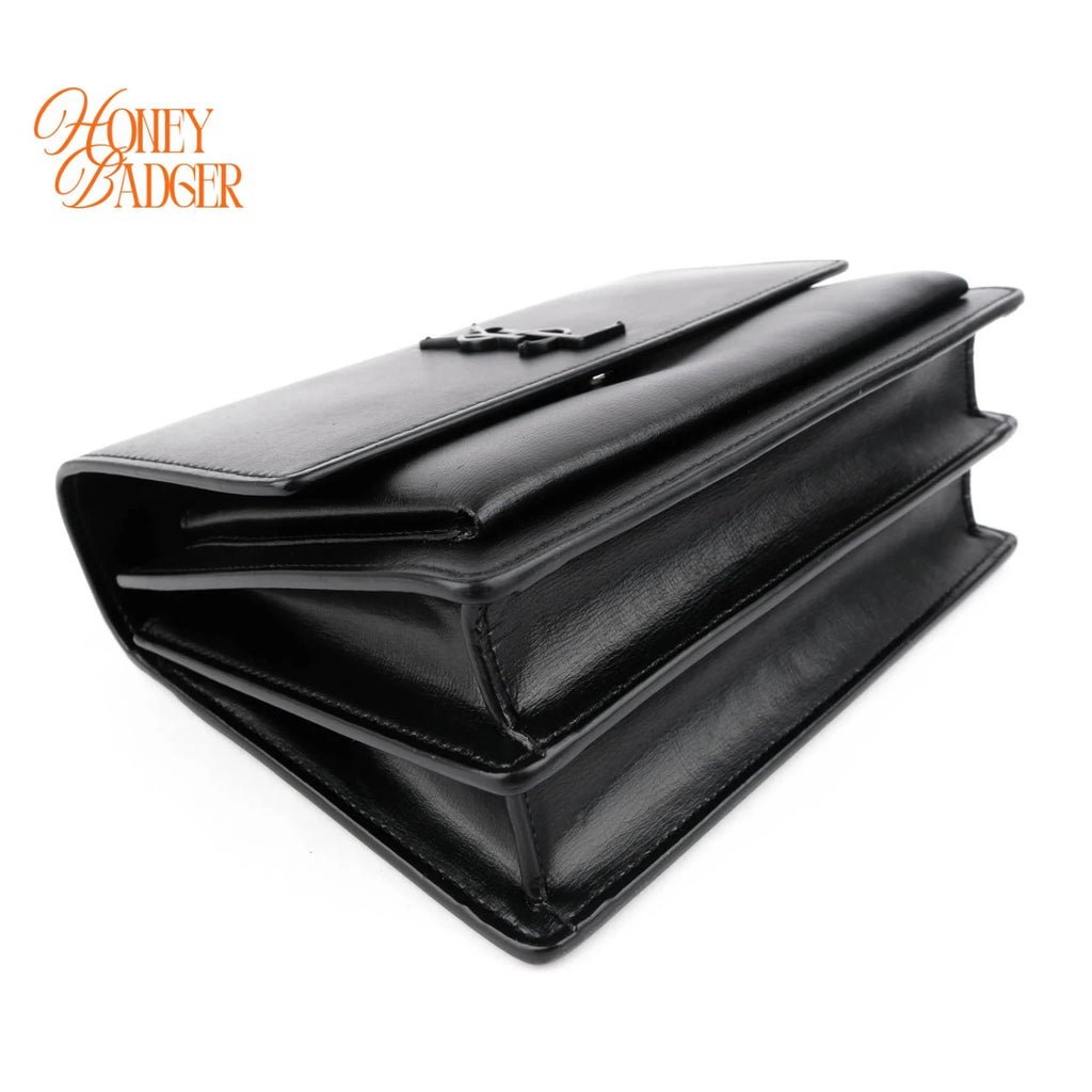 Saint Laurent Sunset Medium Smooth Leather Black Black Hardware Rank A