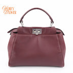 Fendi Peekaboo Iconic Mini Nappa Leather Bordeaux Silver Hardware Rank A
