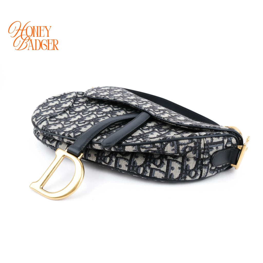 Dior Saddle Bag Oblique Jacquard Blue Rank A