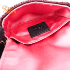 Fendi Nano Baguette Charm Embellished Sequins Granata Maxi FF Buckle Gold Hardware Rank S