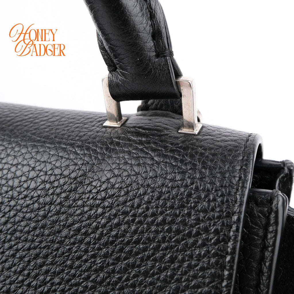 Celine Trapeze Black Grained Leather Rank A