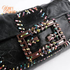 Fendi Baguette Black Multicolor Leather Mini Grade A