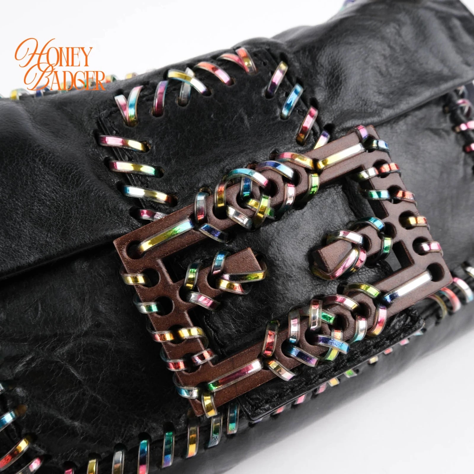 Fendi Baguette Black Multicolor Leather Mini Grade A