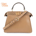 Fendi Peekaboo ISeeU Small Beige Leather Woven Detail 2-Way Bag Rank A