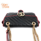 Gucci GG Marmont Small Quilted Leather Black/Red Rank A