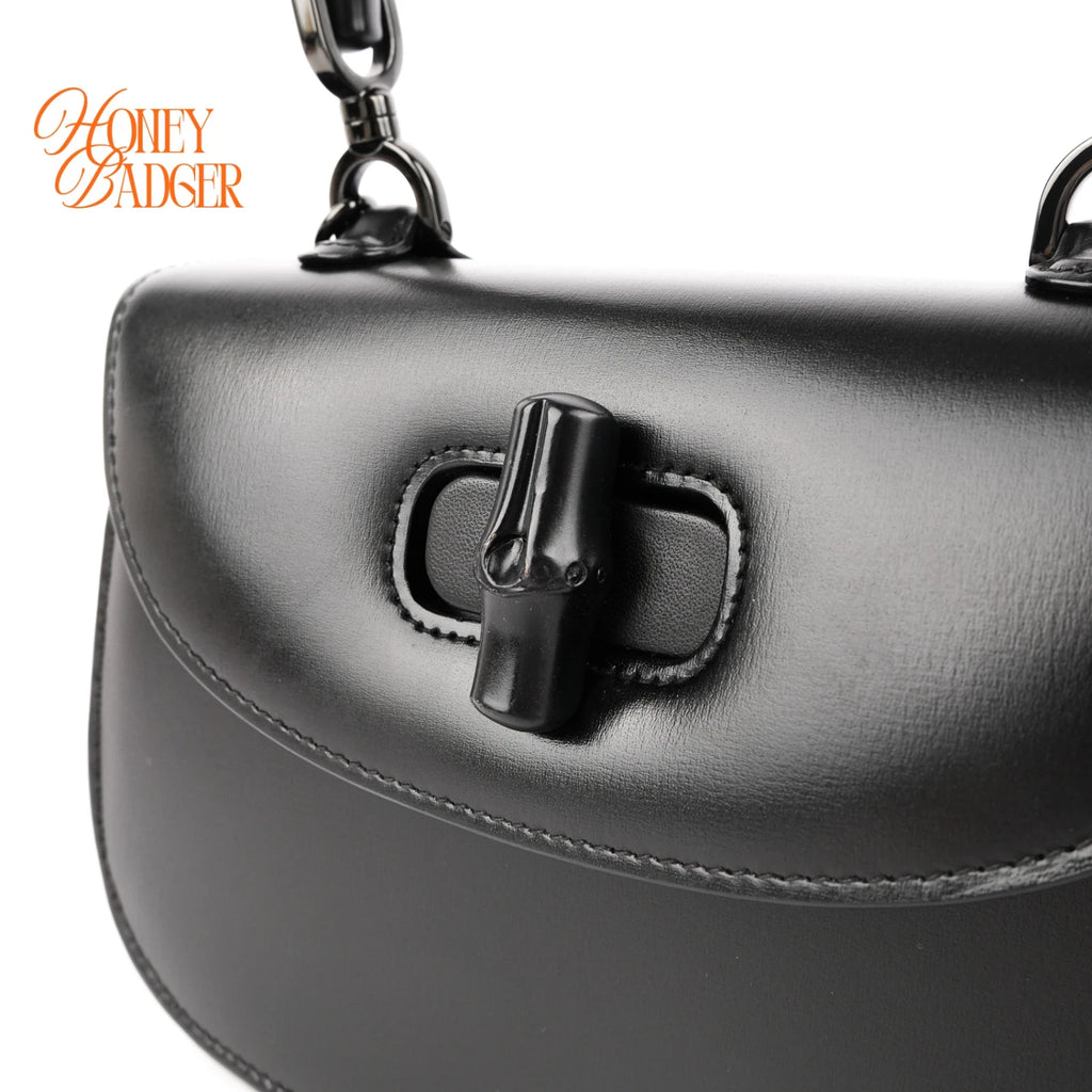 Gucci Bamboo 1947 Small Black Leather 2-Way Bag Rank AB