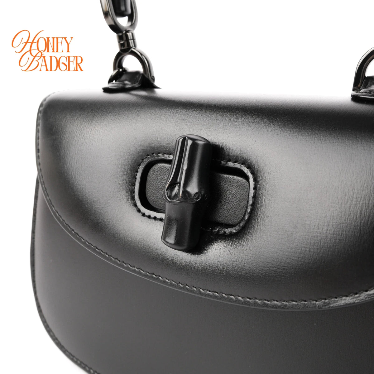 Gucci Bamboo 1947 Small Black Leather 2-Way Bag Rank AB
