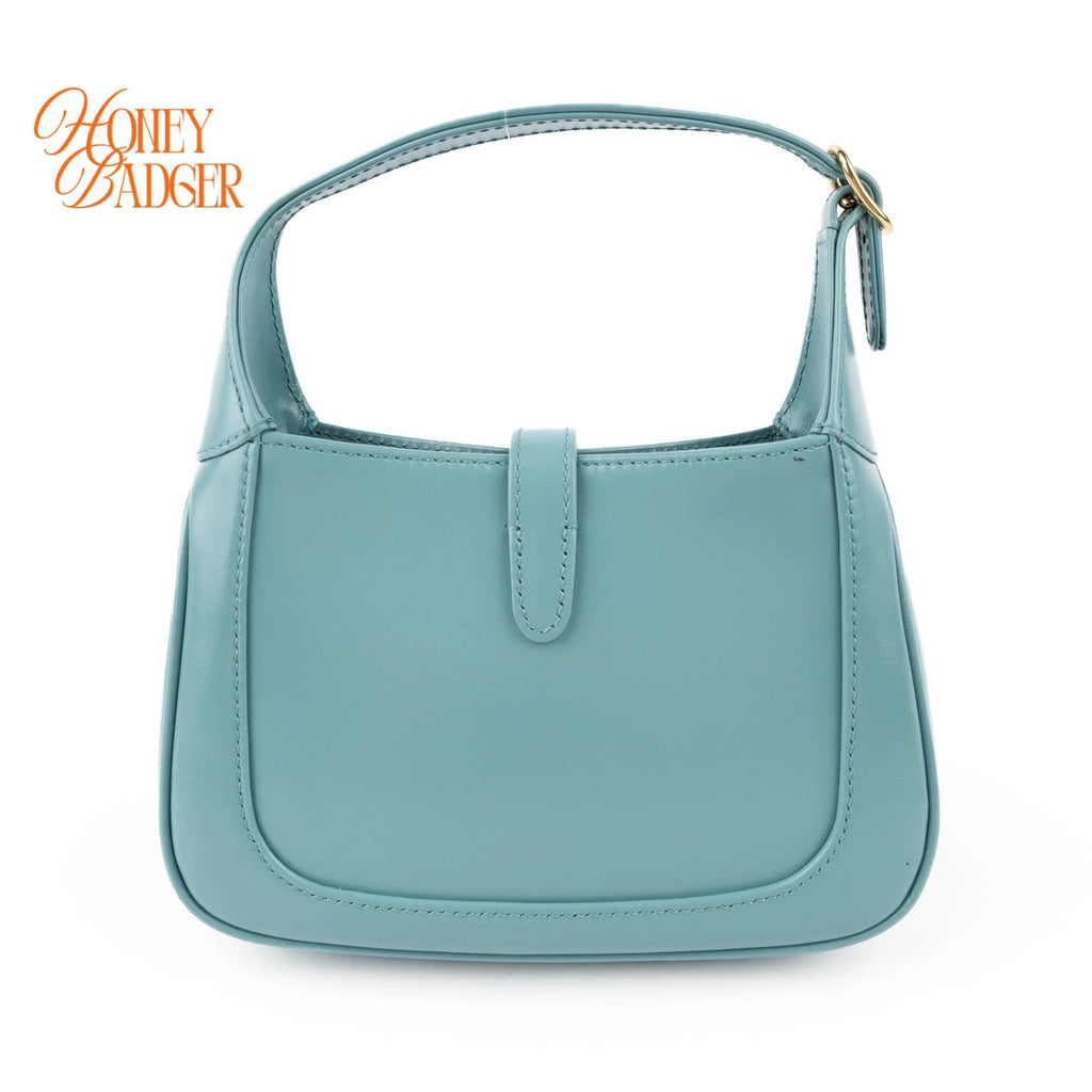Gucci Jackie 1961 Mini Shoulder Bag Light Blue Leather Gold Hardware 2WAY Bag