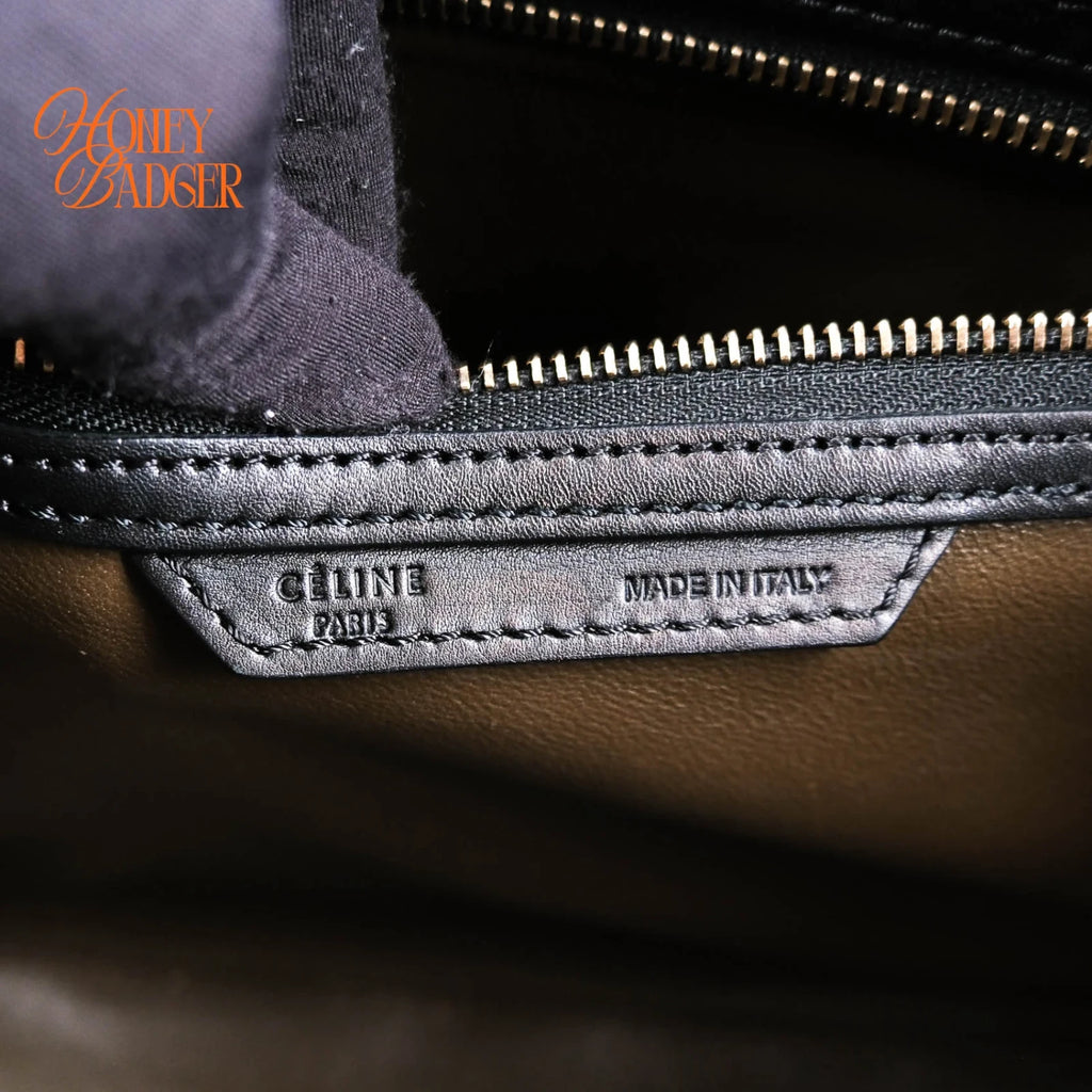 Celine Mini Luggage Tri-Color Nubuck & Calfskin Royal Blue Grey Black Gold Hardware Rank AB