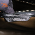 Celine Mini Luggage Tri-Color Nubuck & Calfskin Royal Blue Grey Black Gold Hardware Rank AB