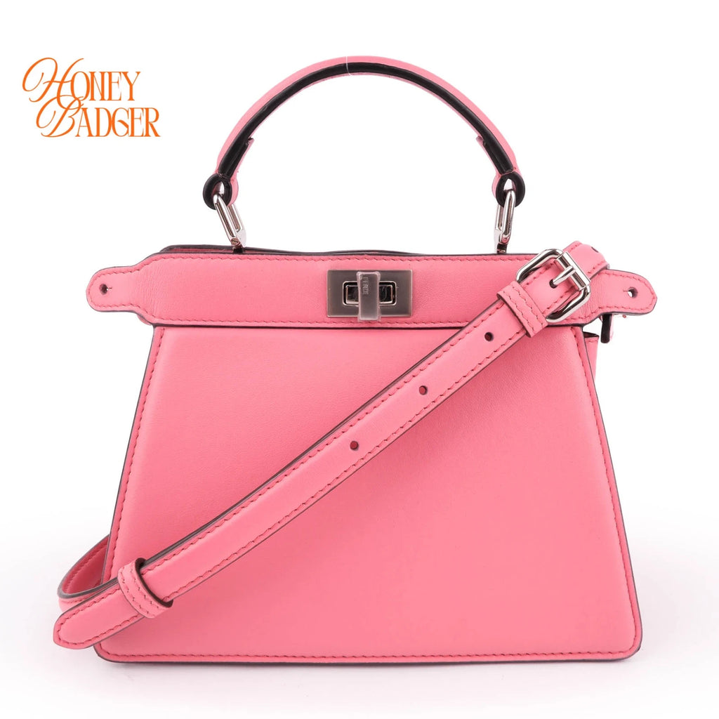 Fendi Peekaboo ISeeU Mini Leather Pink Silver Hardware Rank A