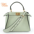 Fendi Peekaboo Mini Leather Light Green Gold Hardware Rank A