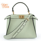 Fendi Peekaboo Mini Leather Light Green Gold Hardware Rank A