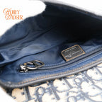 Dior Saddle Medium Oblique Jacquard Blue Silver Hardware Rank A
