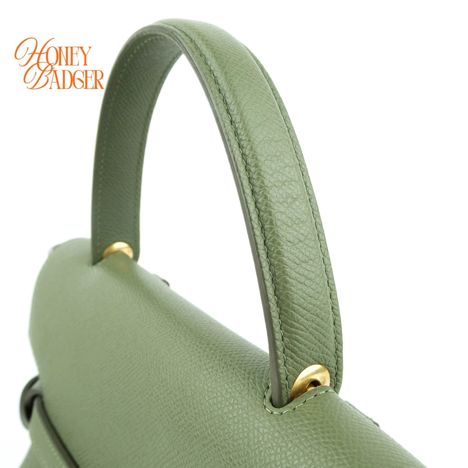 Celine Belt Bag Medium Grained Calfskin Green Gold Hardware Rank A