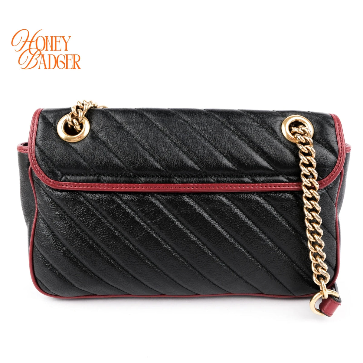 Gucci GG Marmont Small Quilted Leather Black/Red Rank A