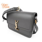 Saint Laurent Solferino Medium Satchel Bag Gray Smooth Leather Gold Hardware