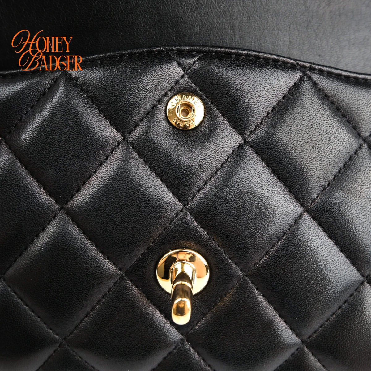 Chanel Classic Double Flap Jumbo 30 Lambskin Black Gold Hardware Rank AB