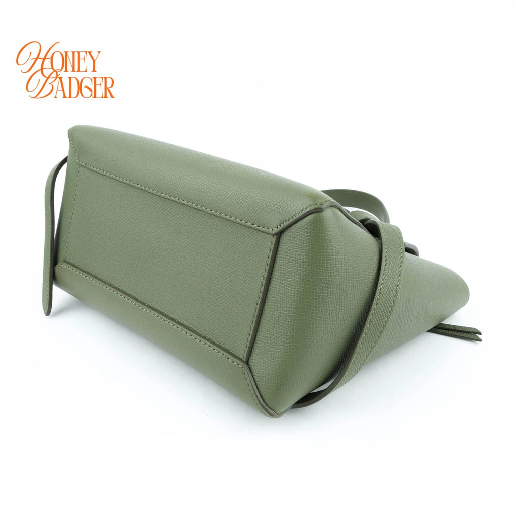 Celine Belt Bag Medium Grained Calfskin Green Gold Hardware Rank A
