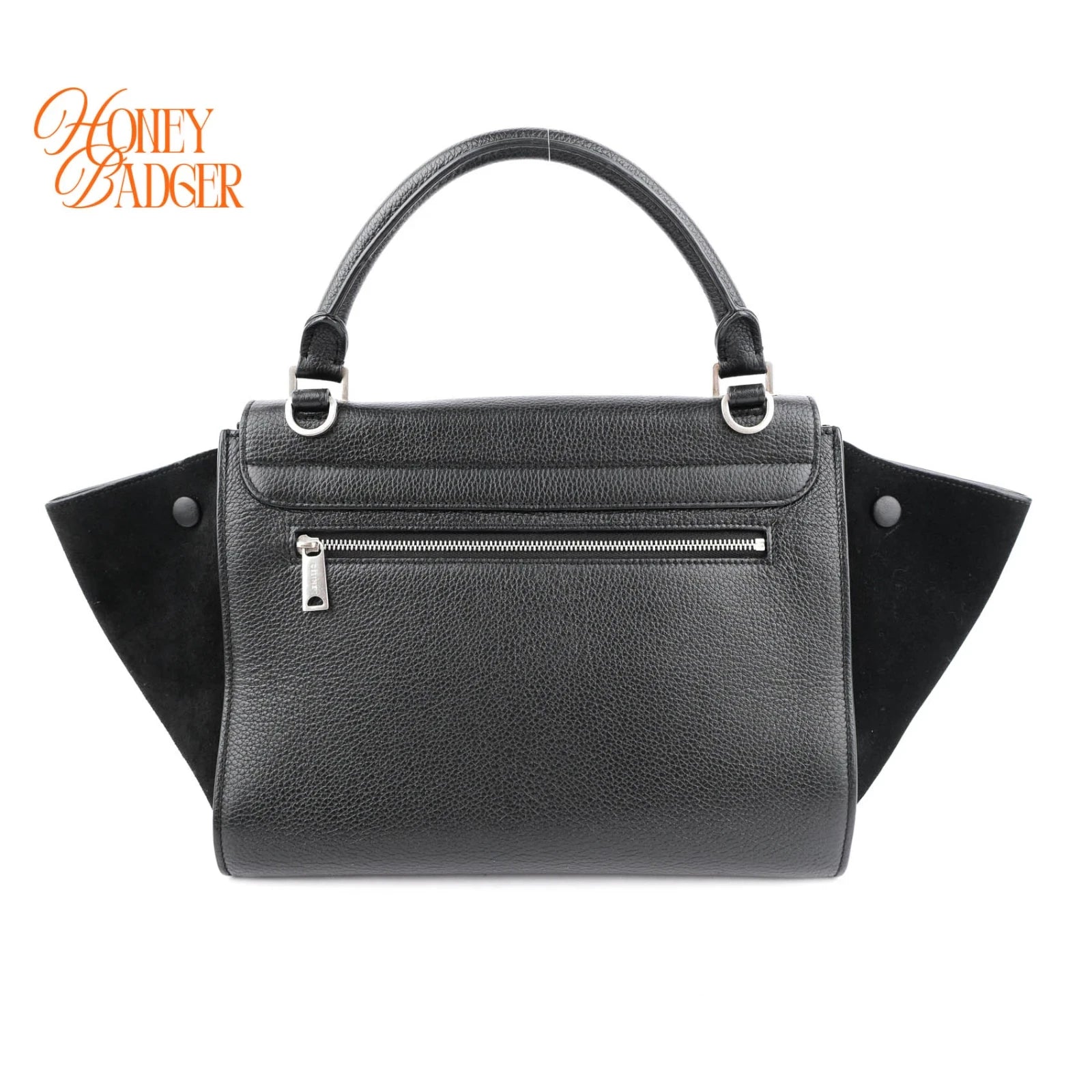 Celine Trapeze Black Grained Leather Rank A
