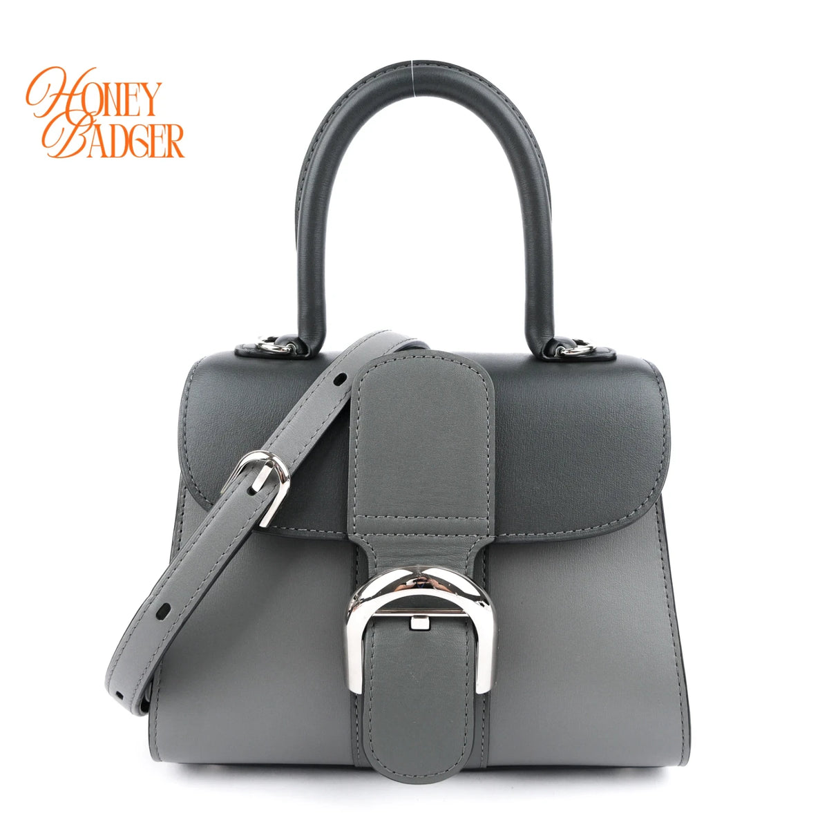 Delvaux Brillant Mini Box Calf Bicolor Grey Palladium Hardware Rank A