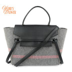 Celine Belt Bag Mini Striped Cotton Canvas Black Calfskin Gold Hardware Rank AB