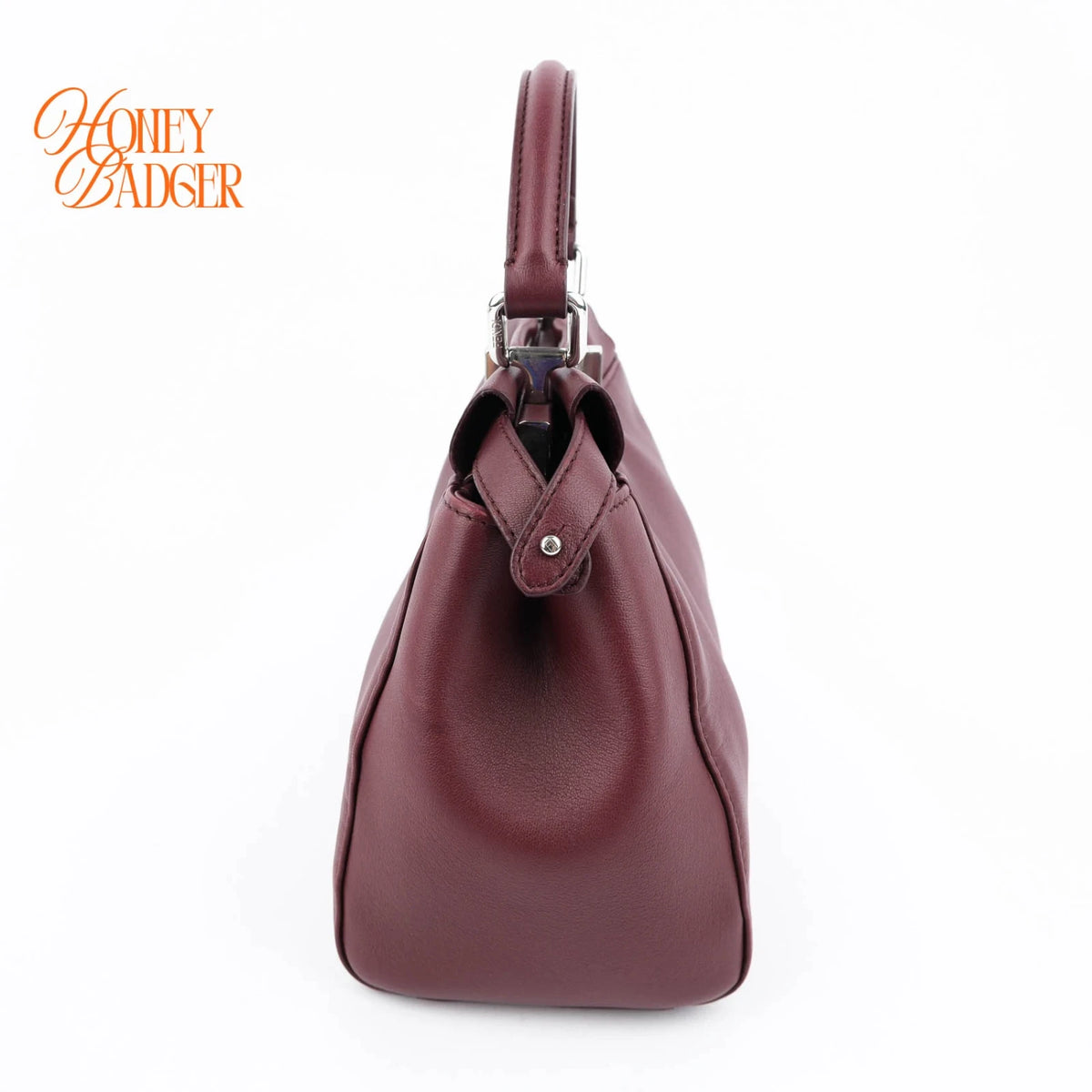 Fendi Peekaboo Iconic Mini Nappa Leather Bordeaux Silver Hardware Rank A