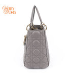 Dior Lady Dior Medium Cannage Lambskin Gray Rank A