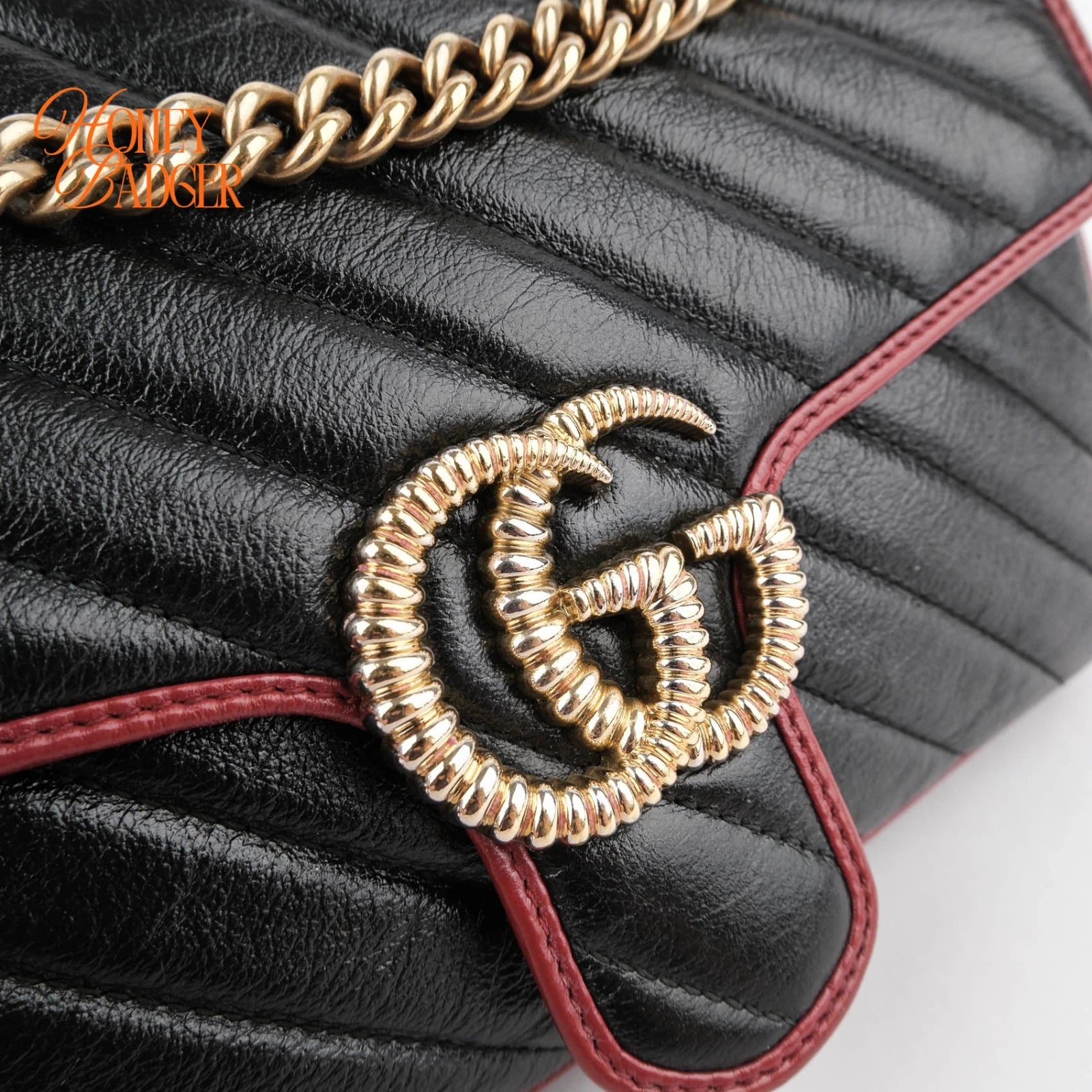 Gucci GG Marmont 26 Black Red Trim Rank A