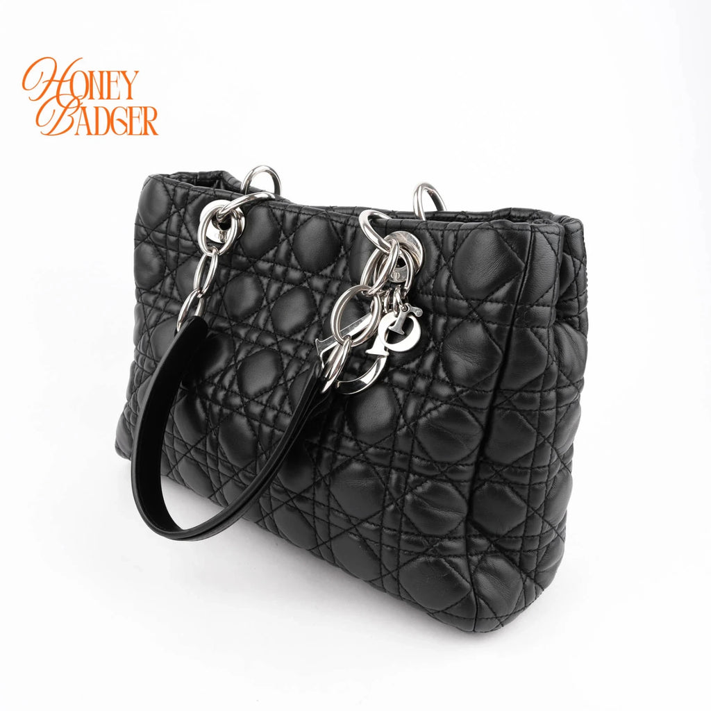 Dior Lady Dior Soft Shopping Large Lambskin Black Rank A